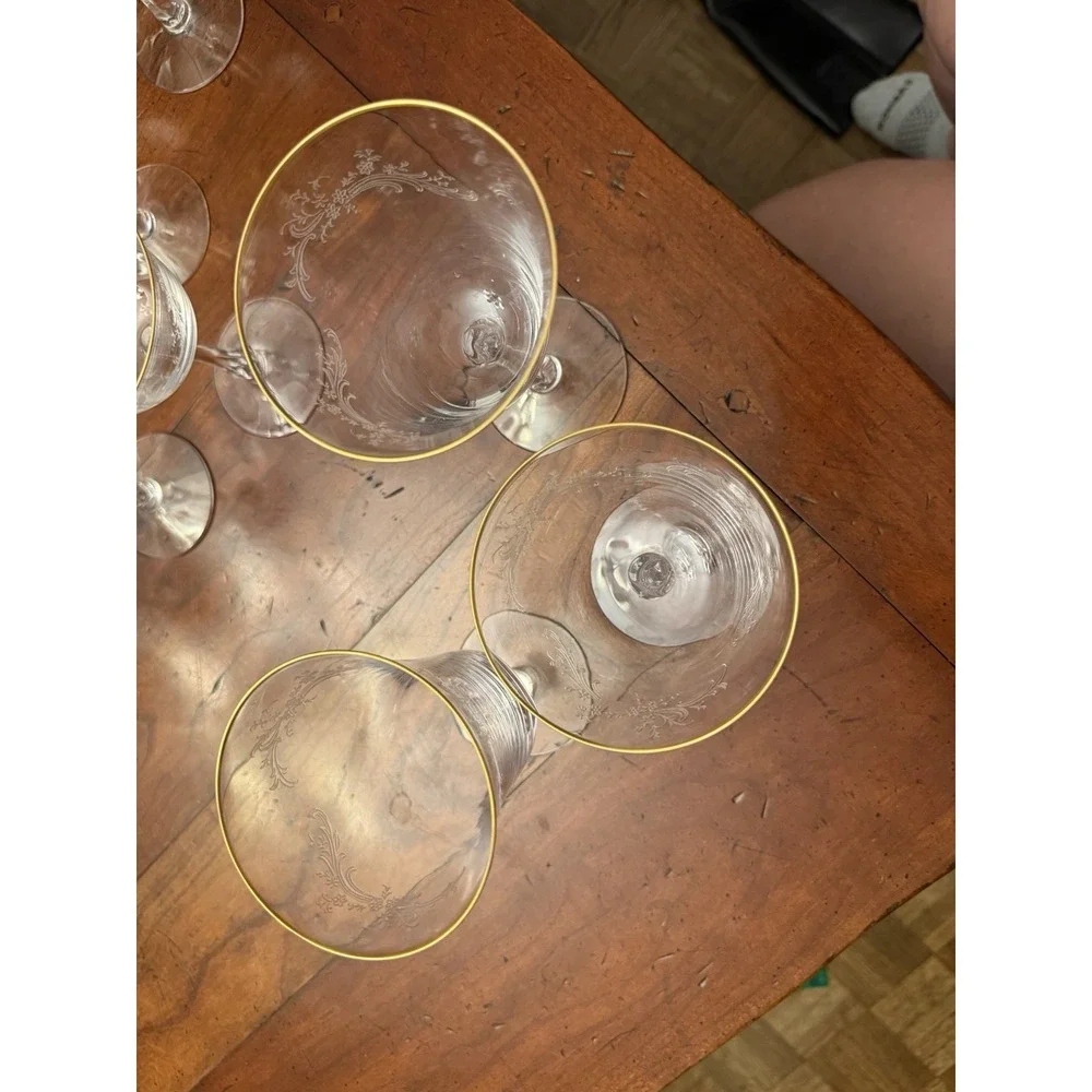 Golden Lace by Fostoria Set of 28 Iced Tea, Water, Wine, Champagne Etched w/Gold